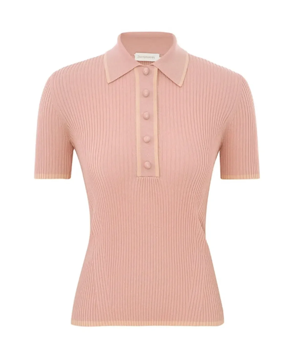 Zimmermann Natura Metallic Polo and Midi Skirt Set Peach Size 0/AU 8 - Image 4