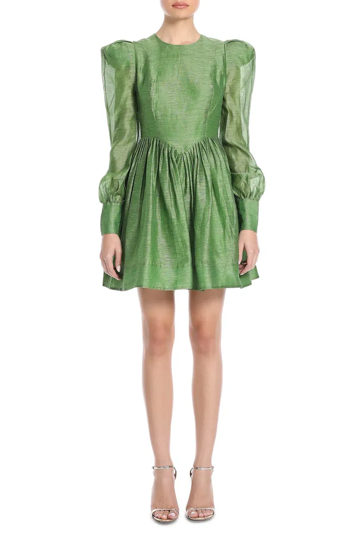 Leo Lin Elena Structured Shoulder Mini Dress in Tropical Green Size 10 - Image 1