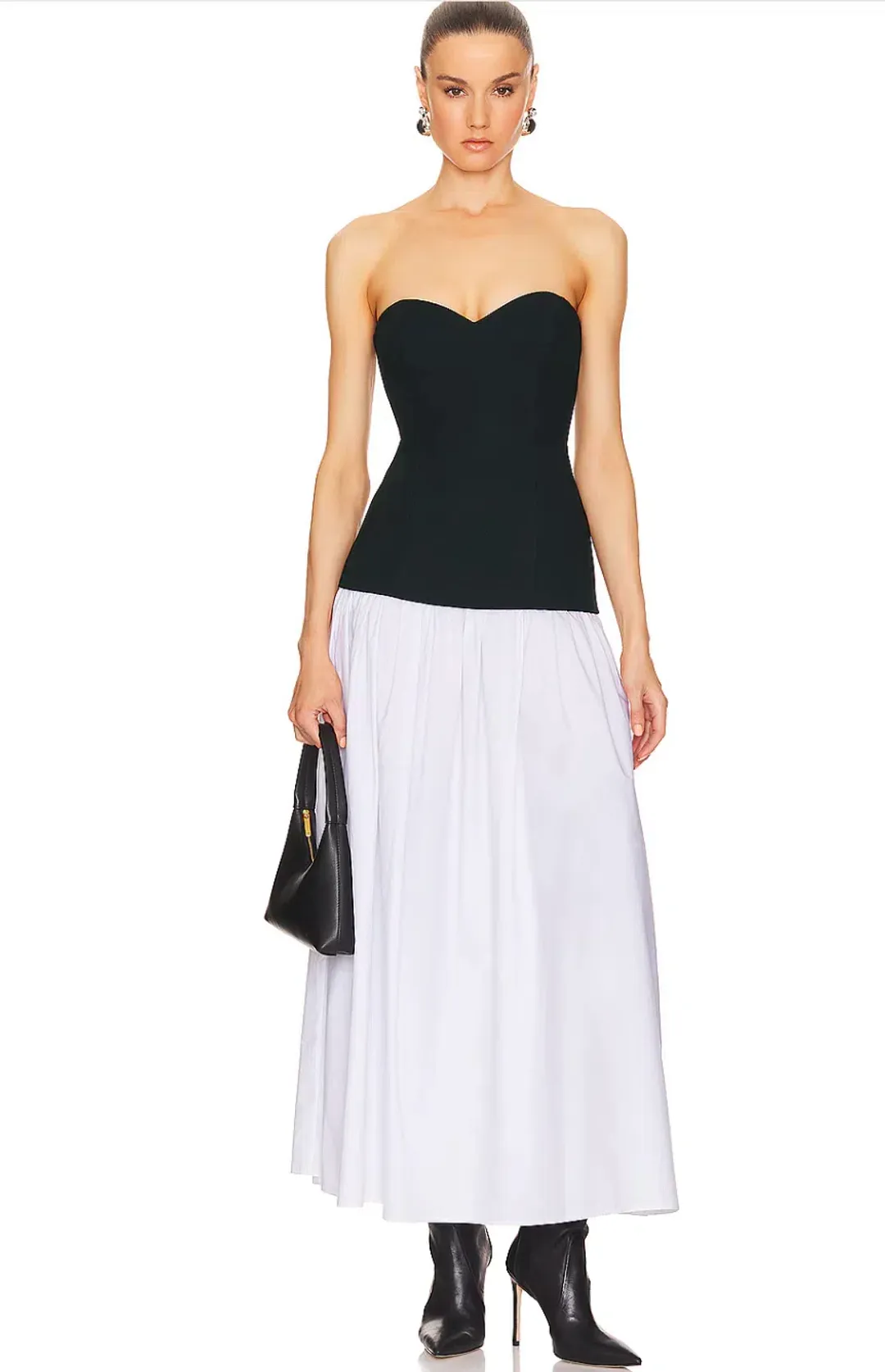 Helsa Faille Colorblock Midi Dress Black/White Size 8  for rent on The Volte - main image