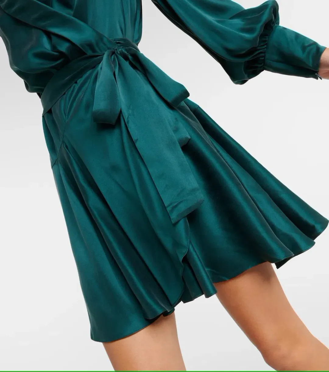 Zimmermann Silk Wrap Mini Dress in Emerald Size 0 / AU 8 for rent on The Volte - main image