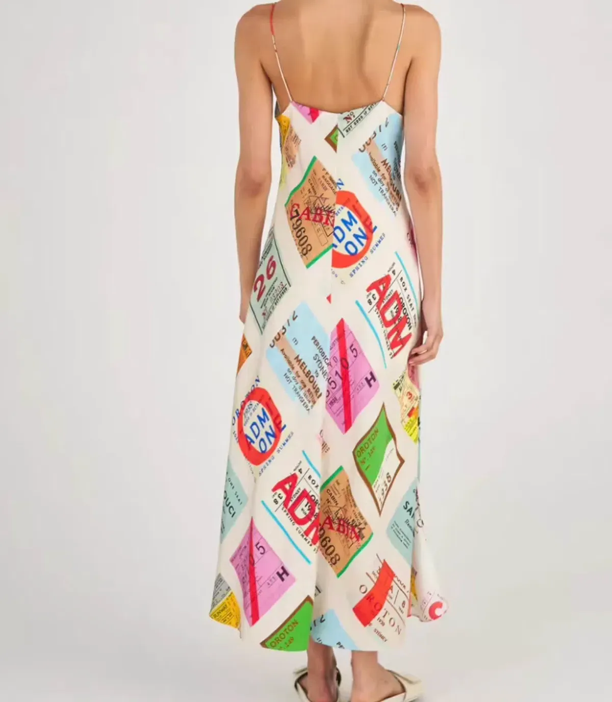 Oroton Ticket Print Slip Dress Print Size 8 - Image 2