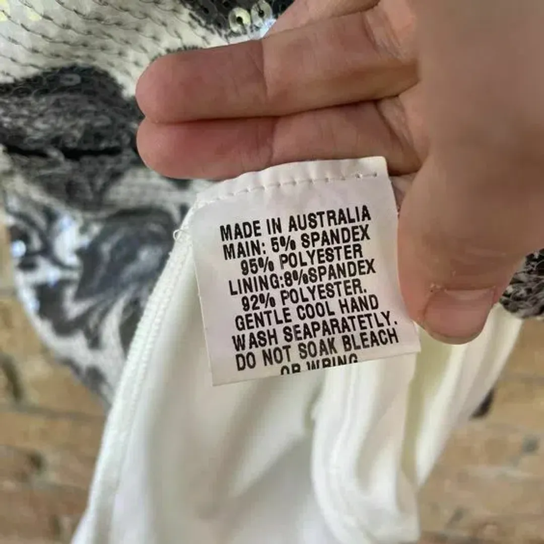 Moss & Spy Shift Bodycon Dress Black & White Sequin Size AU 8  for rent on The Volte - main image