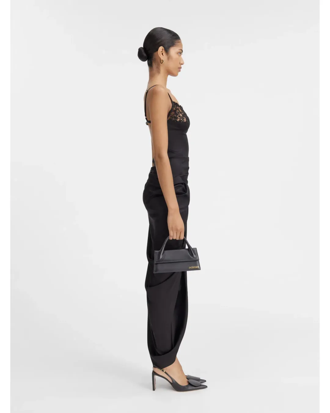 Jacquemus La Saudade longue brodée Dress Black Size AU 8 for rent on The Volte - main image