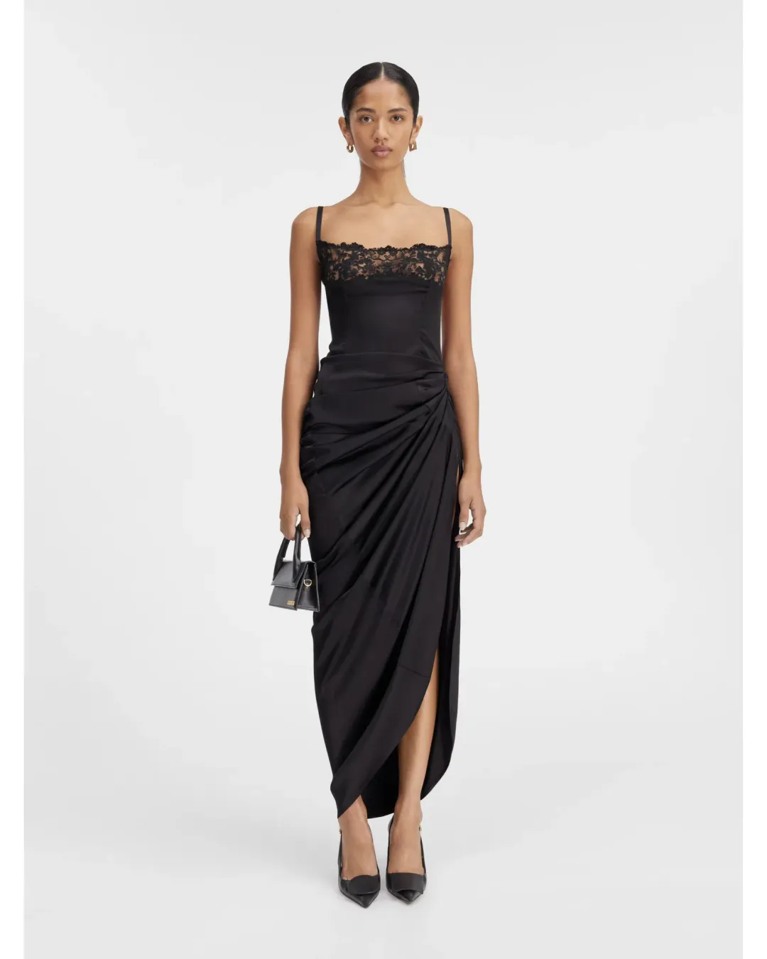 Jacquemus La Saudade longue brodée Dress Black Size AU 8 for rent on The Volte - main image
