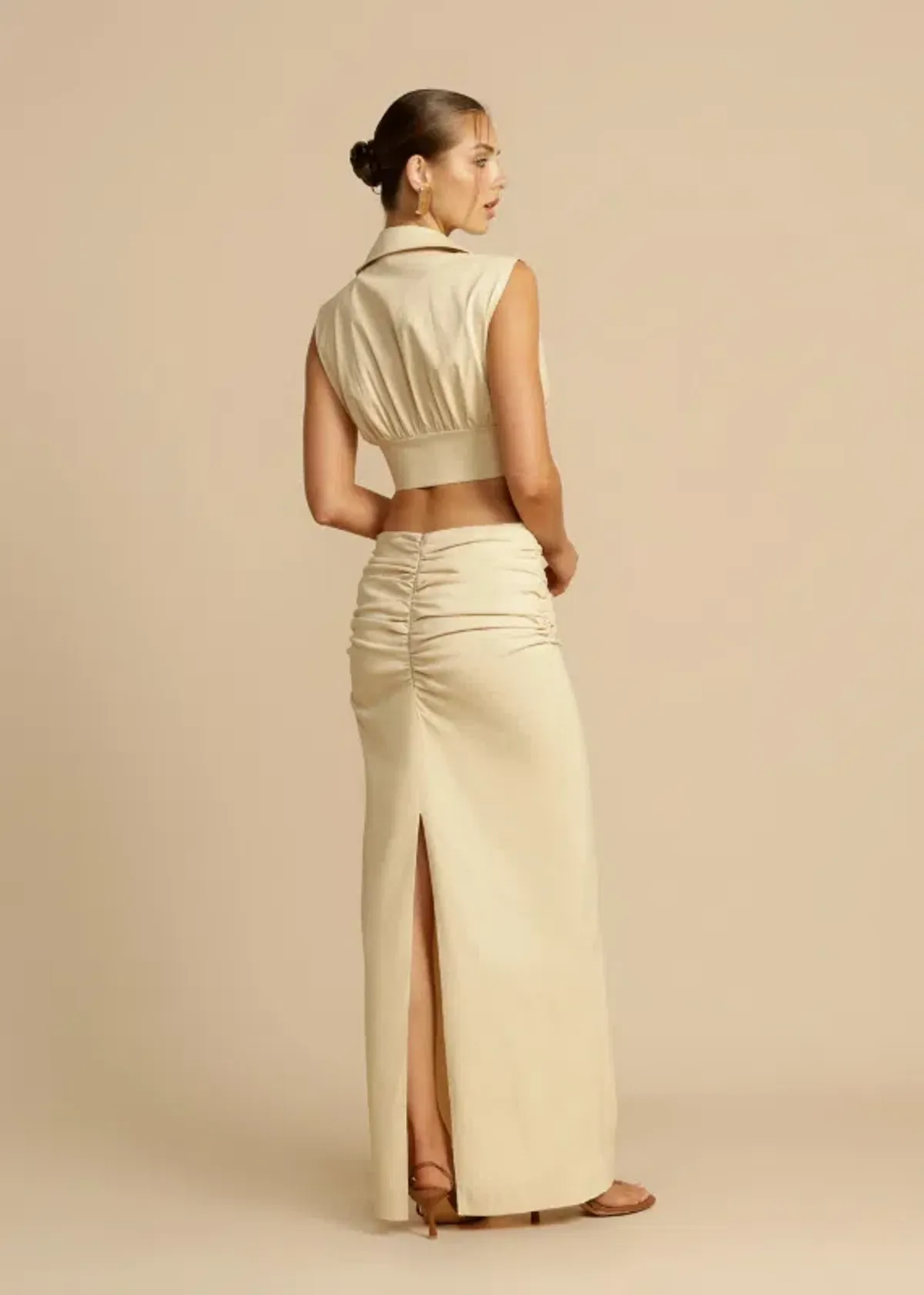 Arcina Ori Carmen Top And Skirt Set Beige Size S / AU 8 - Image 3