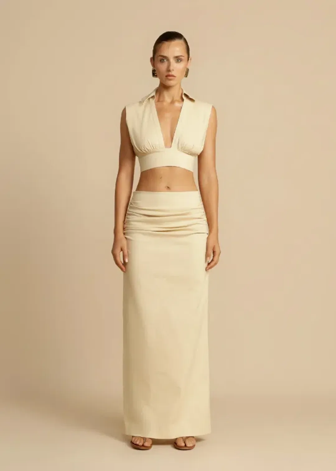 Arcina Ori Carmen Top And Skirt Set Beige Size S / AU 8 for rent on The Volte - main image