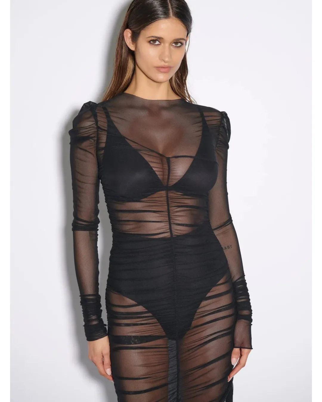 Effie Kats Rhodes Maxi Dress In Black Mesh Size AU 10 for rent on The Volte - main image