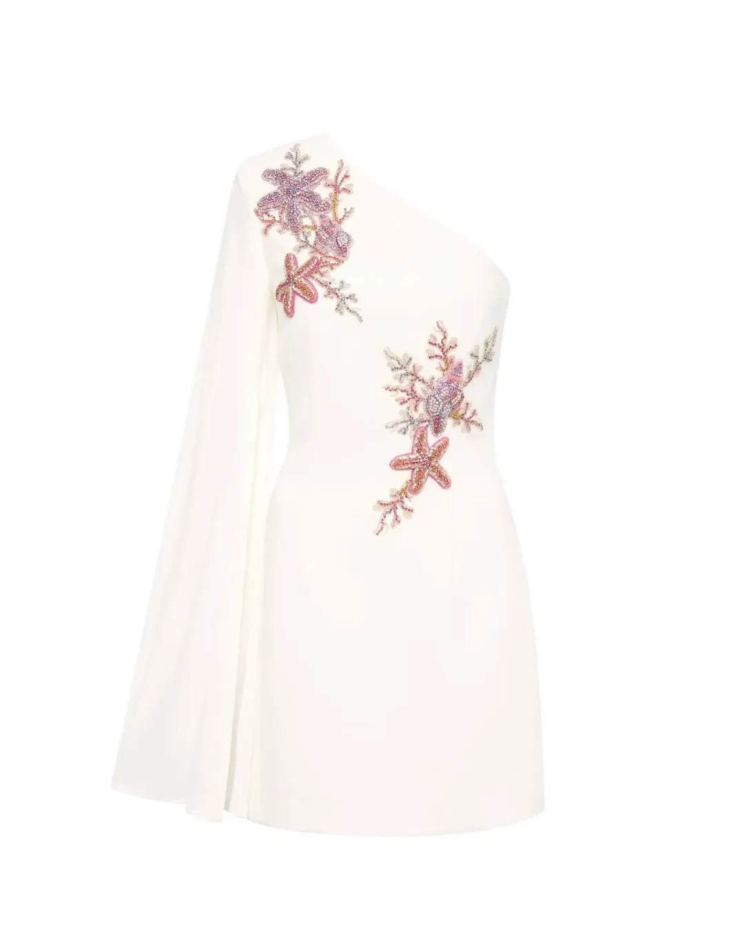 Rebecca Vallance Chantara One Shoulder Mini Dress Ivory Size 10 for rent on The Volte - main image