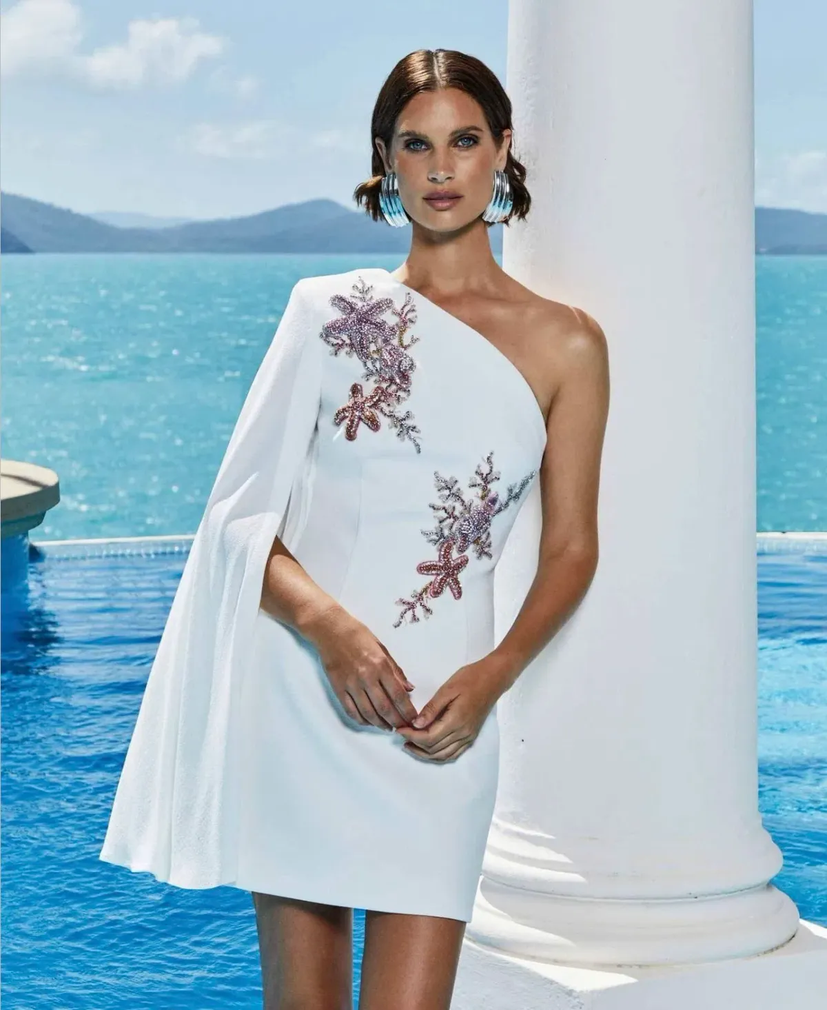 Rebecca Vallance Chantara One Shoulder Mini Dress Ivory Size 10 - Image 1