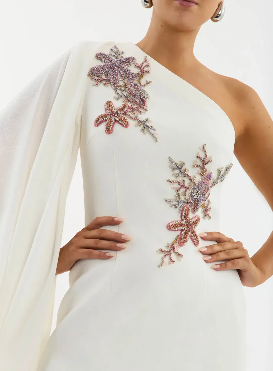 Rebecca Vallance Chantara One Shoulder Mini Dress Ivory Size 10 for rent on The Volte - main image