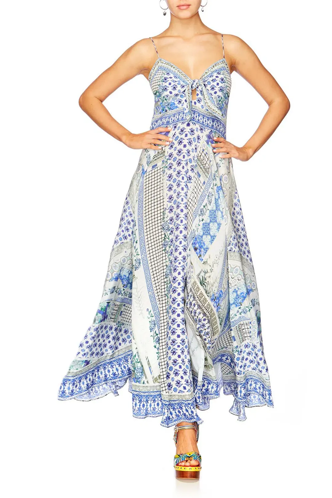 Camilla Salvador Summer Tie Front Long Dress Print Size M / AU 12 for rent on The Volte - main image