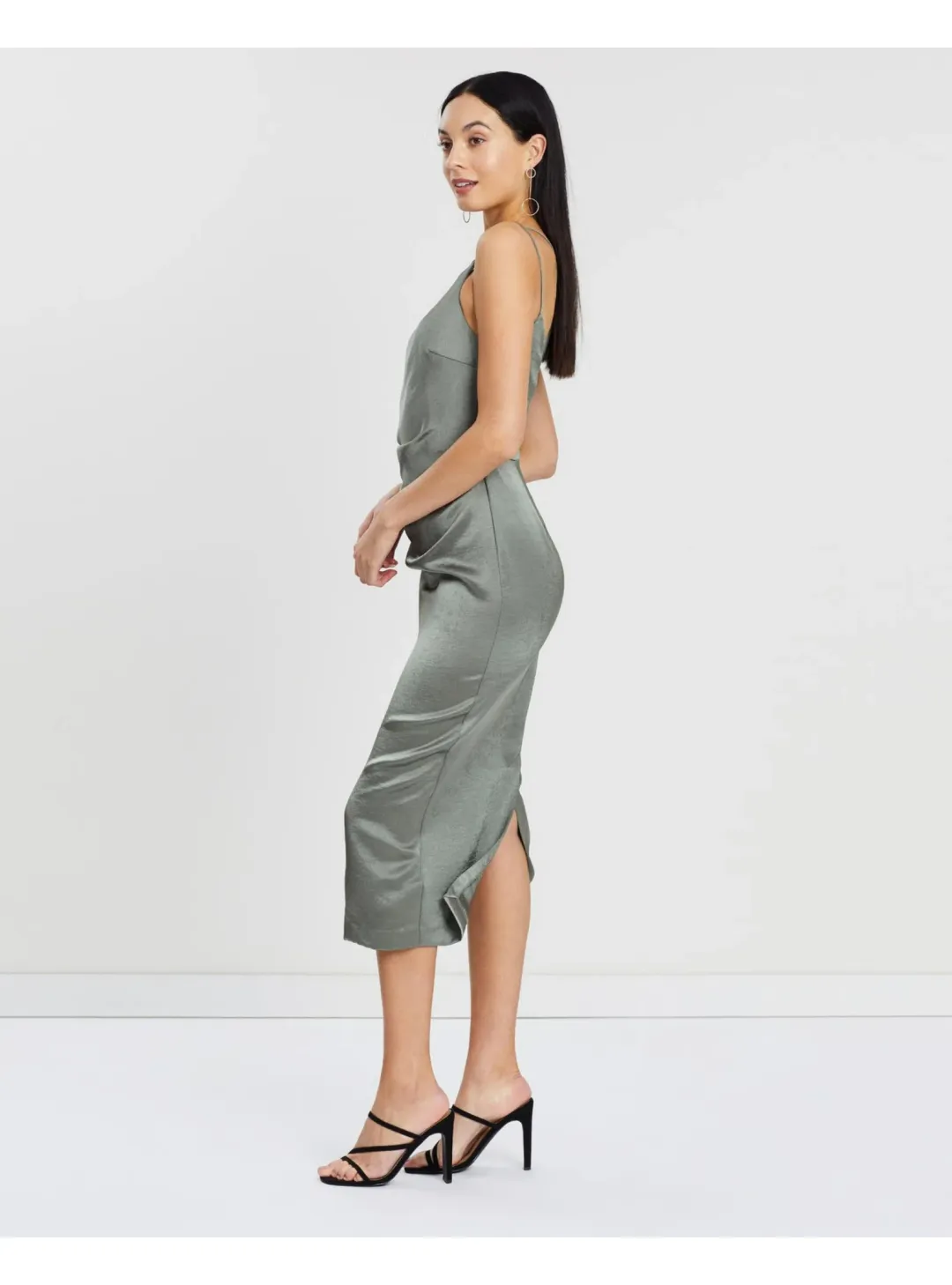 Bec & Bridge Mila Asymmetric Midi Dress Green Size AU 6 for rent on The Volte - main image