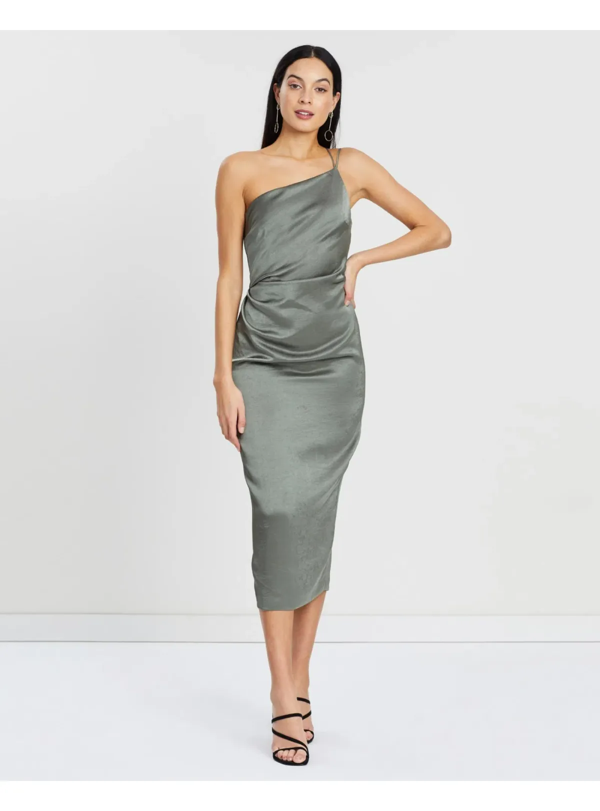 Bec & Bridge Mila Asymmetric Midi Dress Green Size AU 6 - Image 1