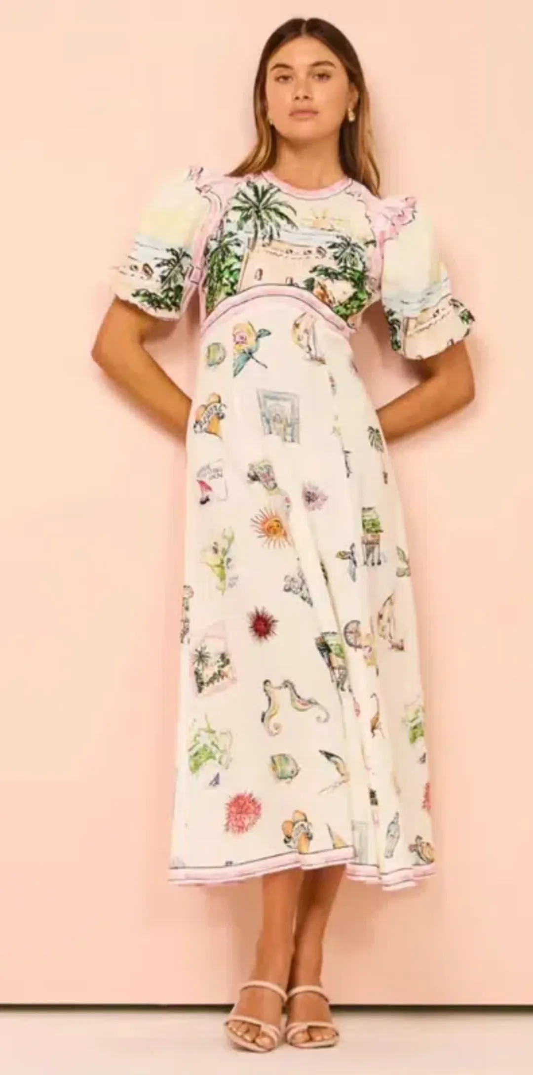 Alemais Sunset Midi Dress Multi Print  Size 12 for rent on The Volte - main image