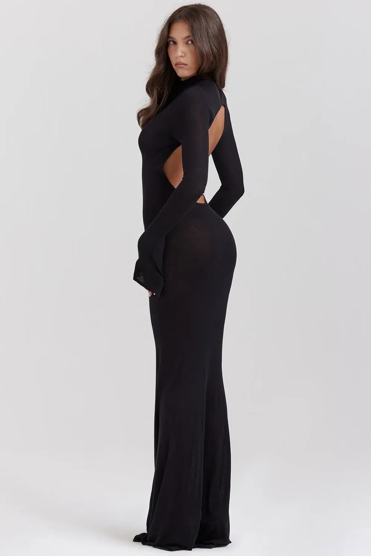 House Of Cb Sancha Black Knit Maxi Dress Black Size 6  - Image 4