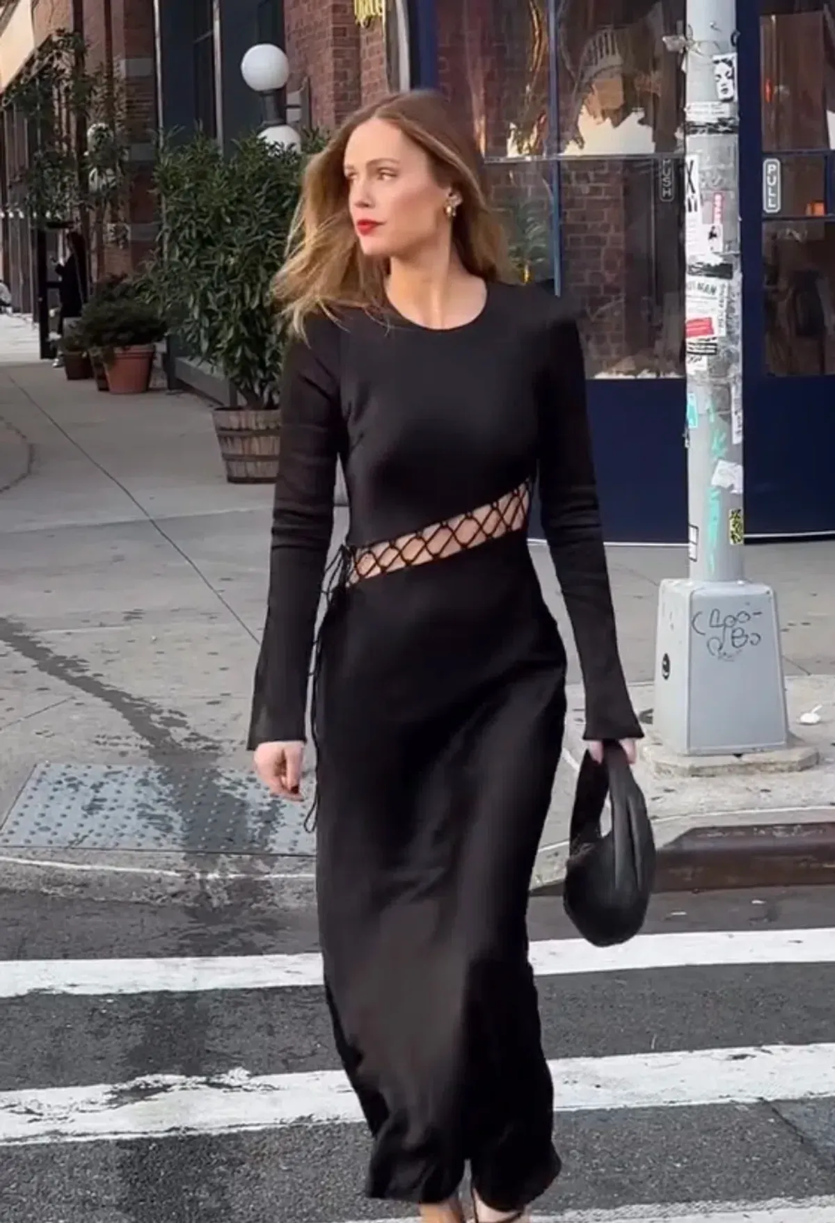 Shona Joy Arienzo Asymmetrical Lace Up Maxi Dress Black Size 8 - Image 3