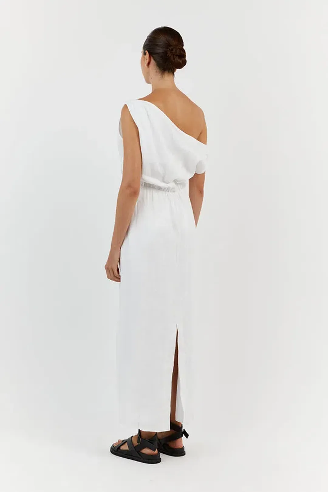 Dissh Cass Linen Asym Midi Dress White Size 8 for rent on The Volte - main image