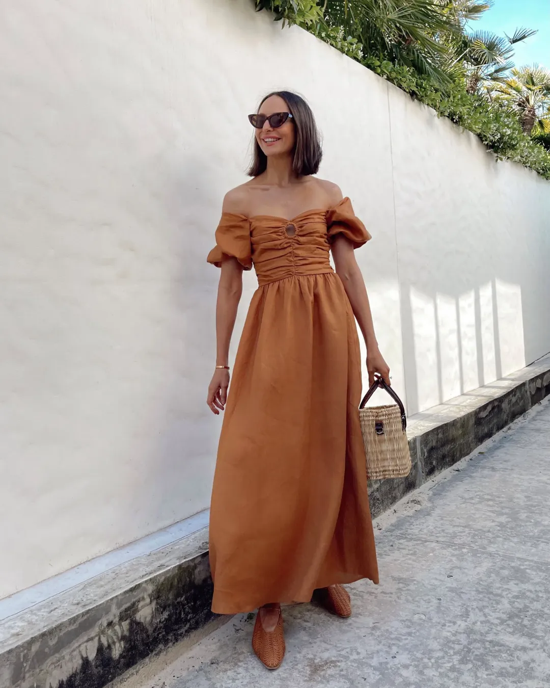 Dissh Malik Linen Midi Dress Tangerine Size 8 for rent on The Volte - main image