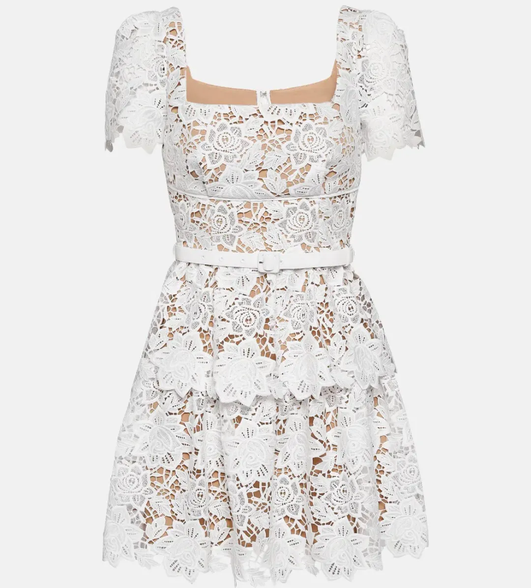 Self Portrait Bridal Lace Mini Dress White Size AU 8 for rent on The Volte - main image