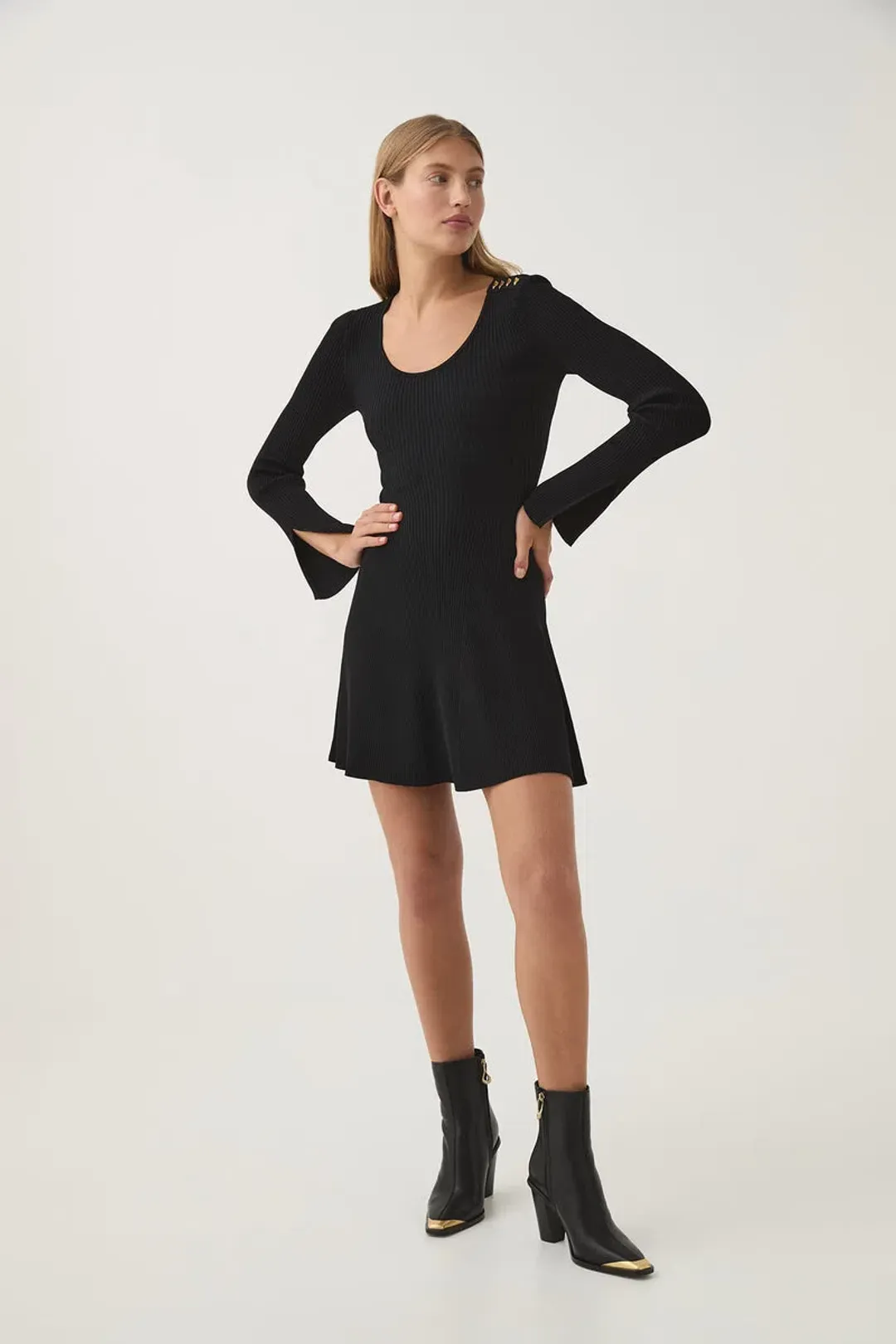 Aje Zeitgeist Knit Mini Dress Black Size M / AU 10 for rent on The Volte - main image
