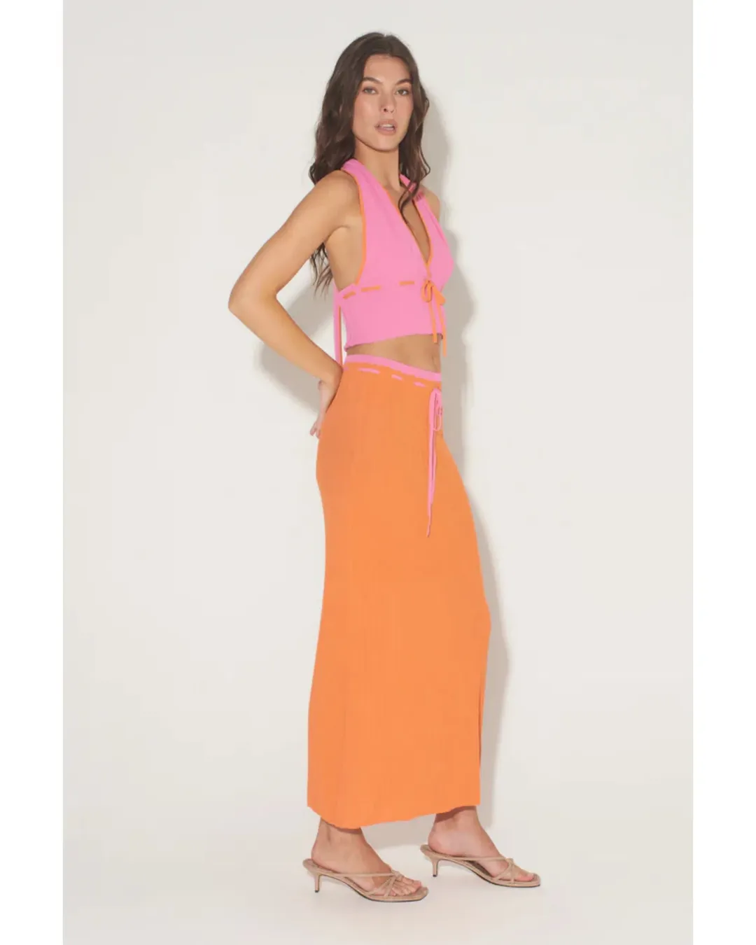 Hansen & Gretel Frankie Top Size XXS / AU 4 and Lacey Skirt Size XS / AU 6 Set Grapefruit for rent on The Volte - main image