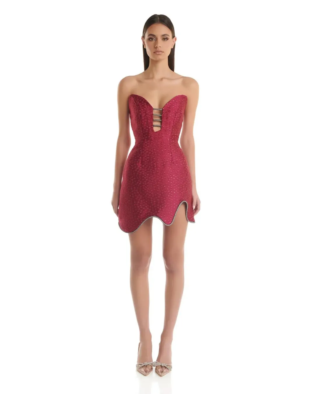 Eliya The Label Lotus Mini Dress Burgundy Size M / AU 10 for rent on The Volte - main image