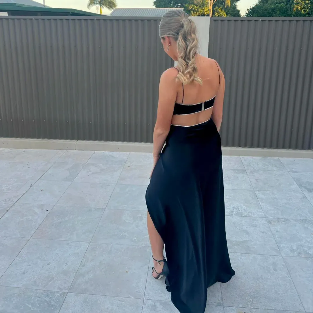 Michael Lo Sordo Symic Crystalline Luna Dress Black Size AU 8 for rent on The Volte - main image