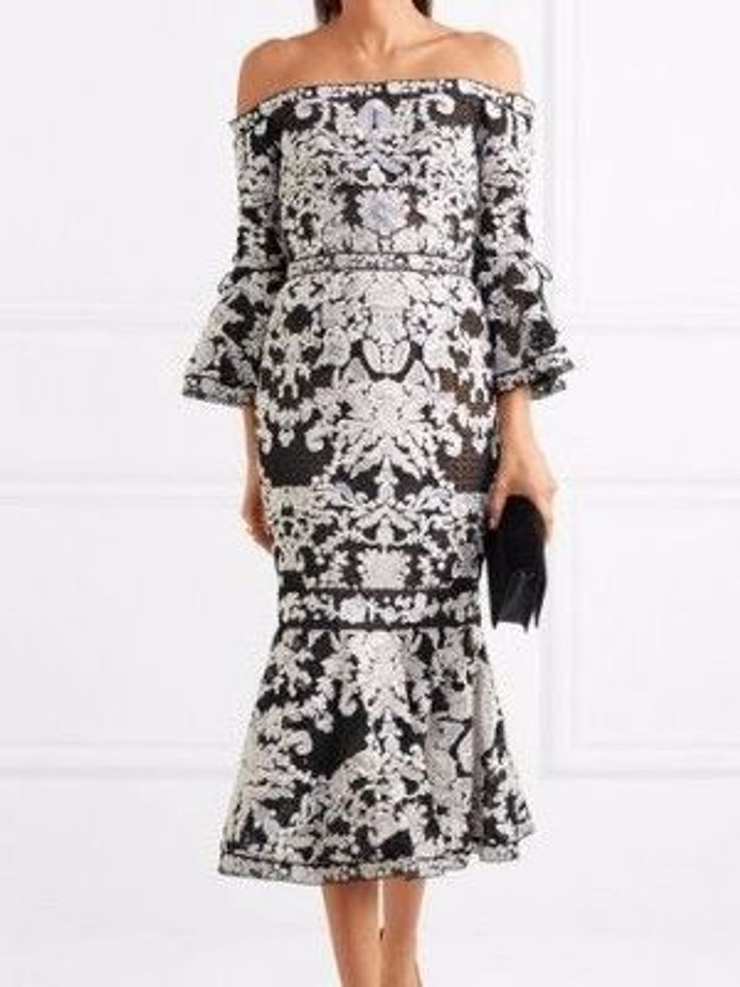 Marchesa Notte Guipure Lace and Tulle Dress Size 10 for rent on The Volte - main image