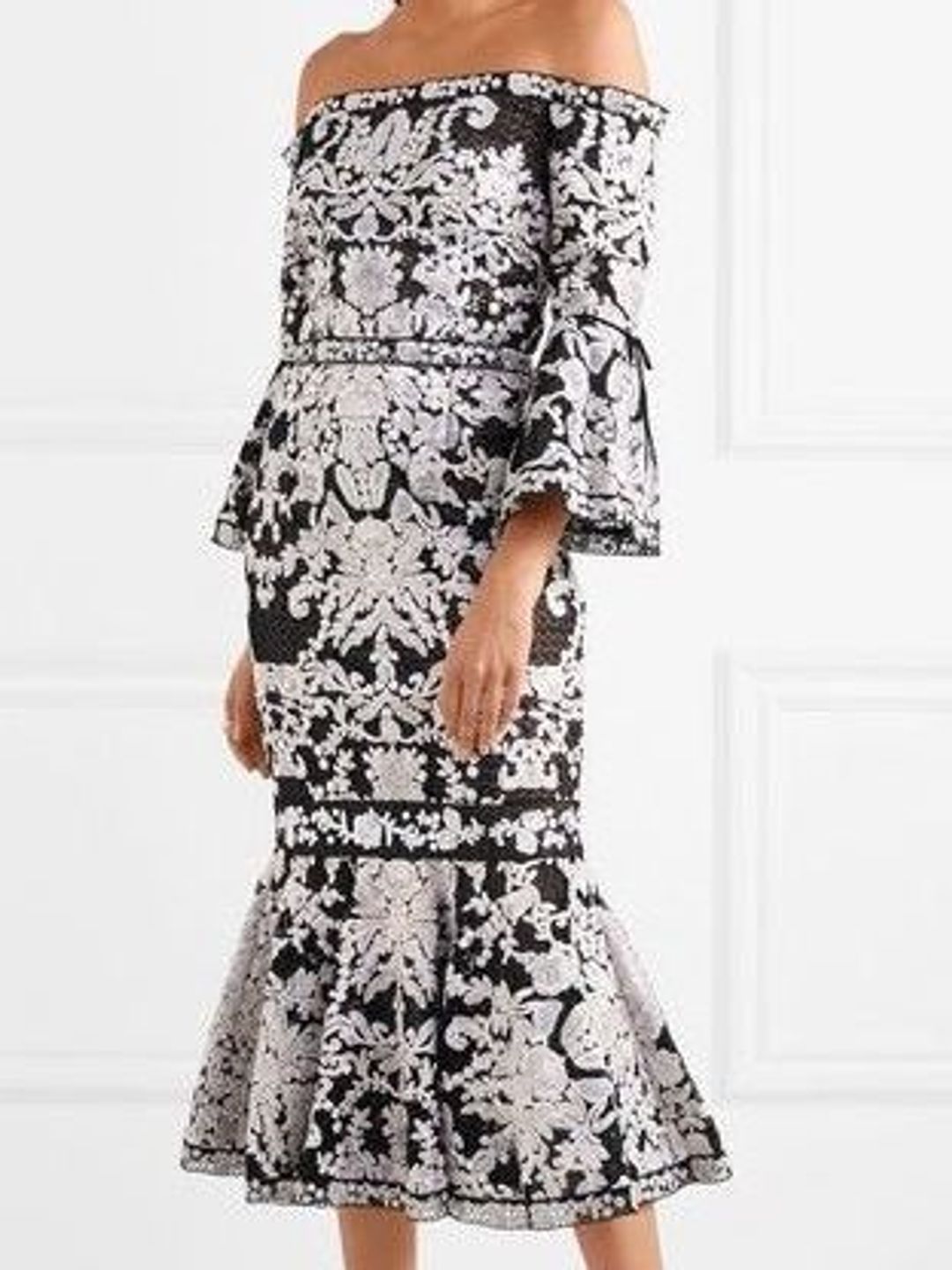 Marchesa Notte Guipure Lace and Tulle Dress Size 10 for rent on The Volte - main image