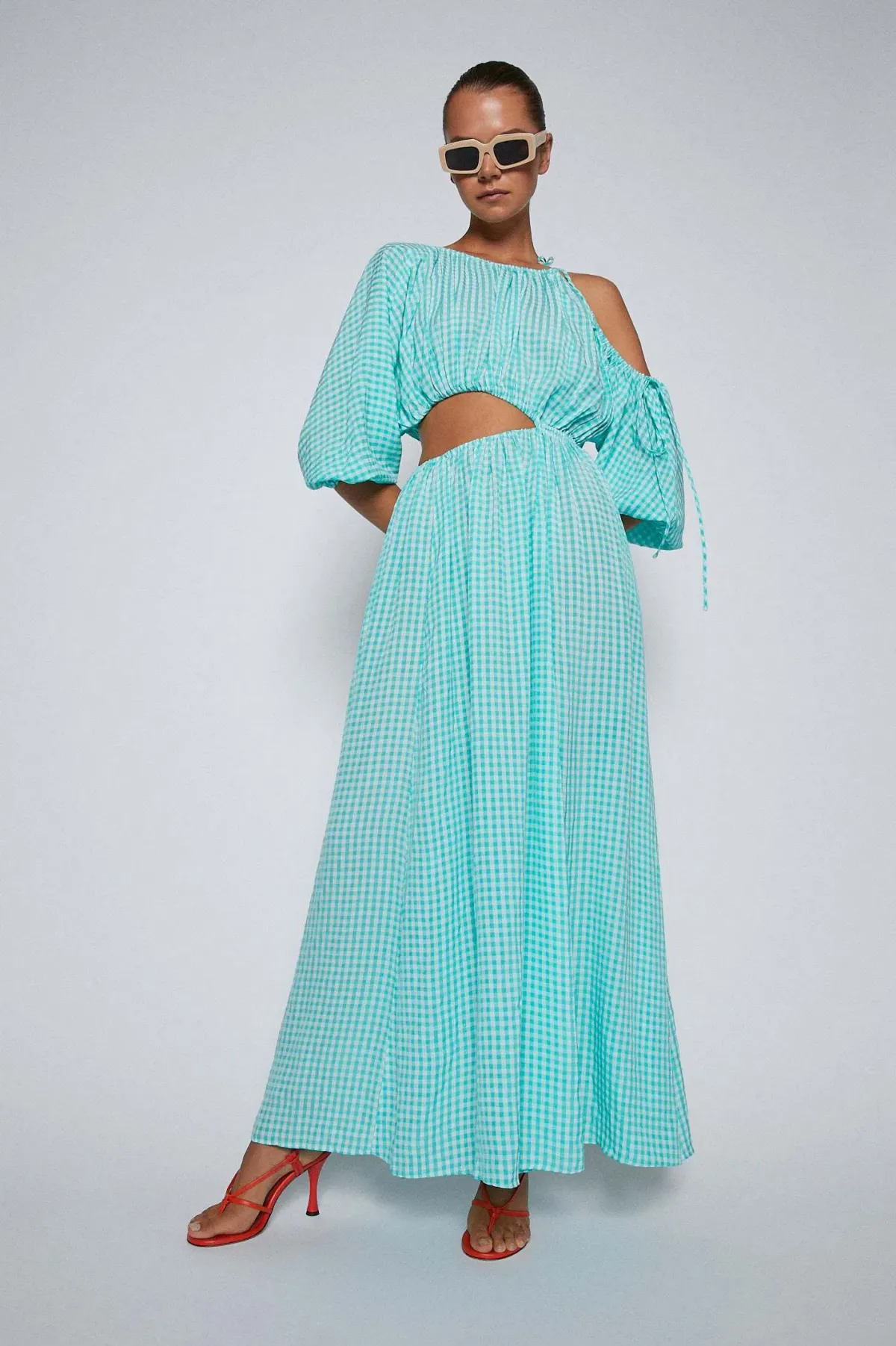 Scanlan Theodore Gingham Drawstring Dress Mint Size 10 - Image 2