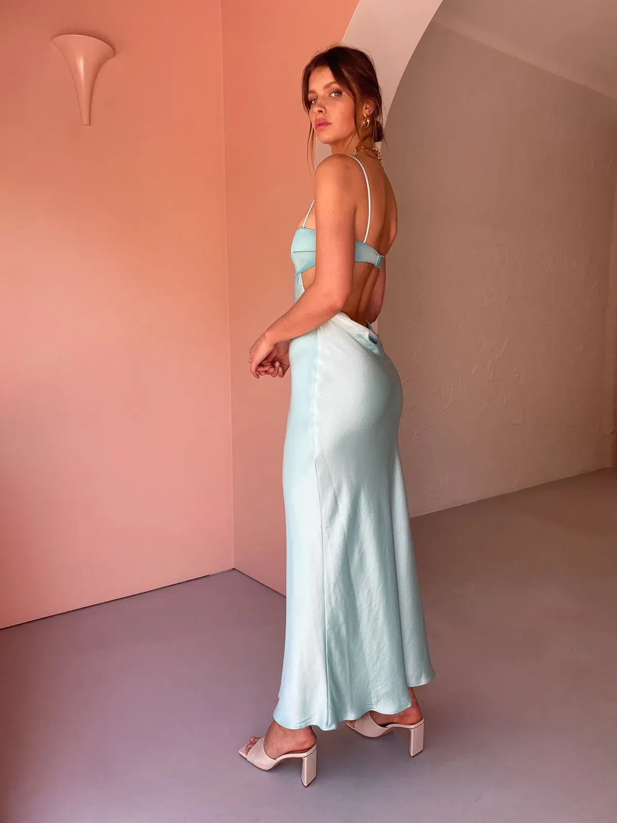 Bec & Bridge Agatha Cut Out Midi Dress in Cool Mint Size 8 - Image 2