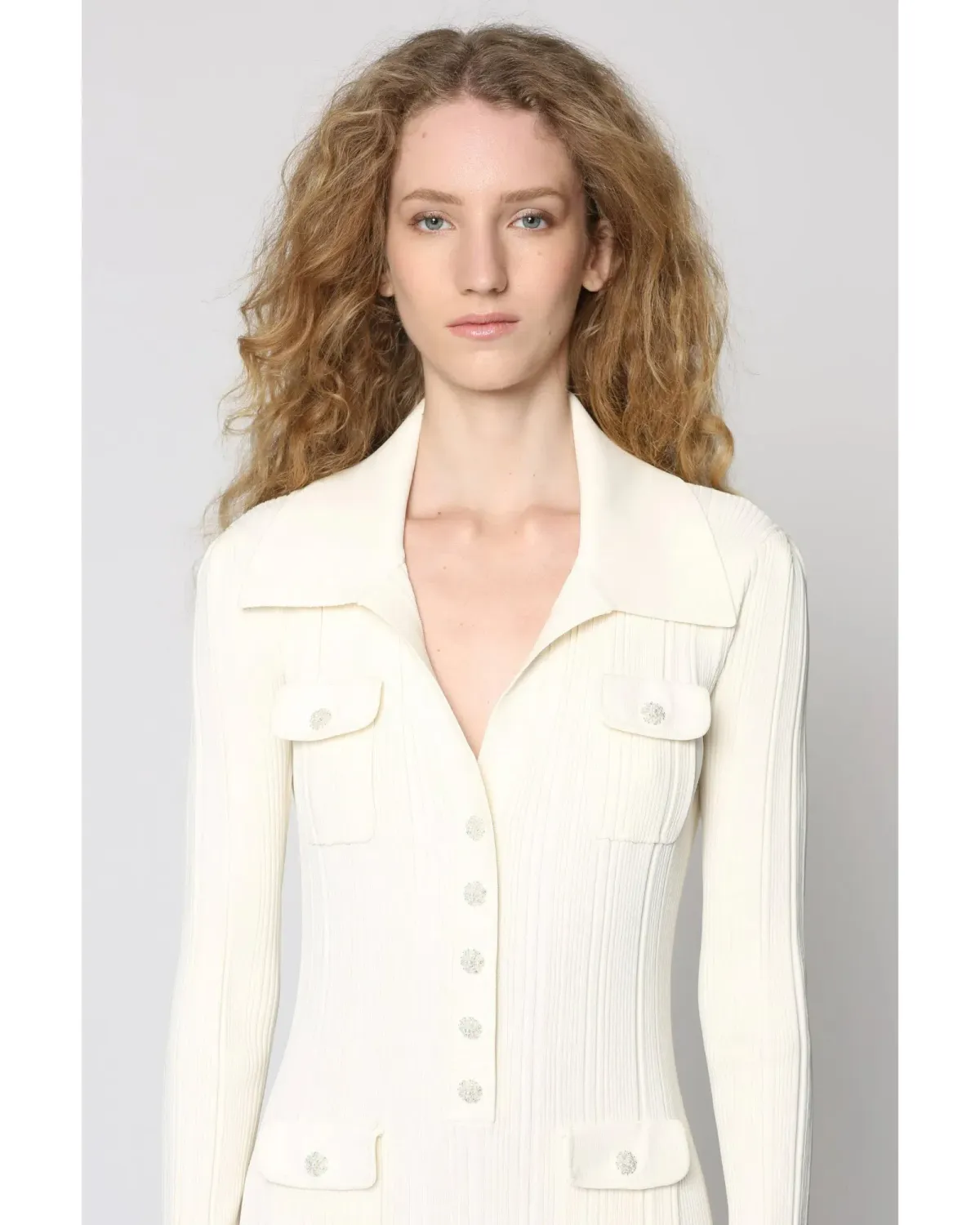 Self Portrait Embellished Midi Dress Cream Size AU 8 - Image 3