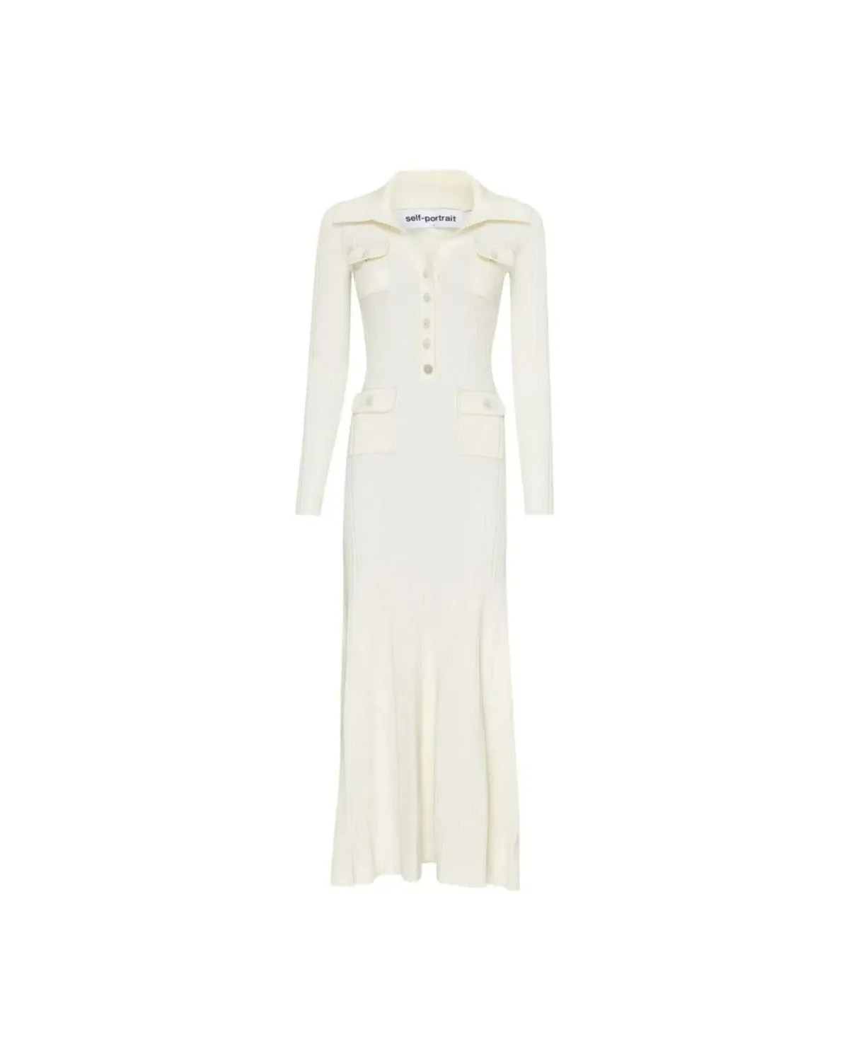 Self Portrait Embellished Midi Dress Cream Size AU 8 - Image 4