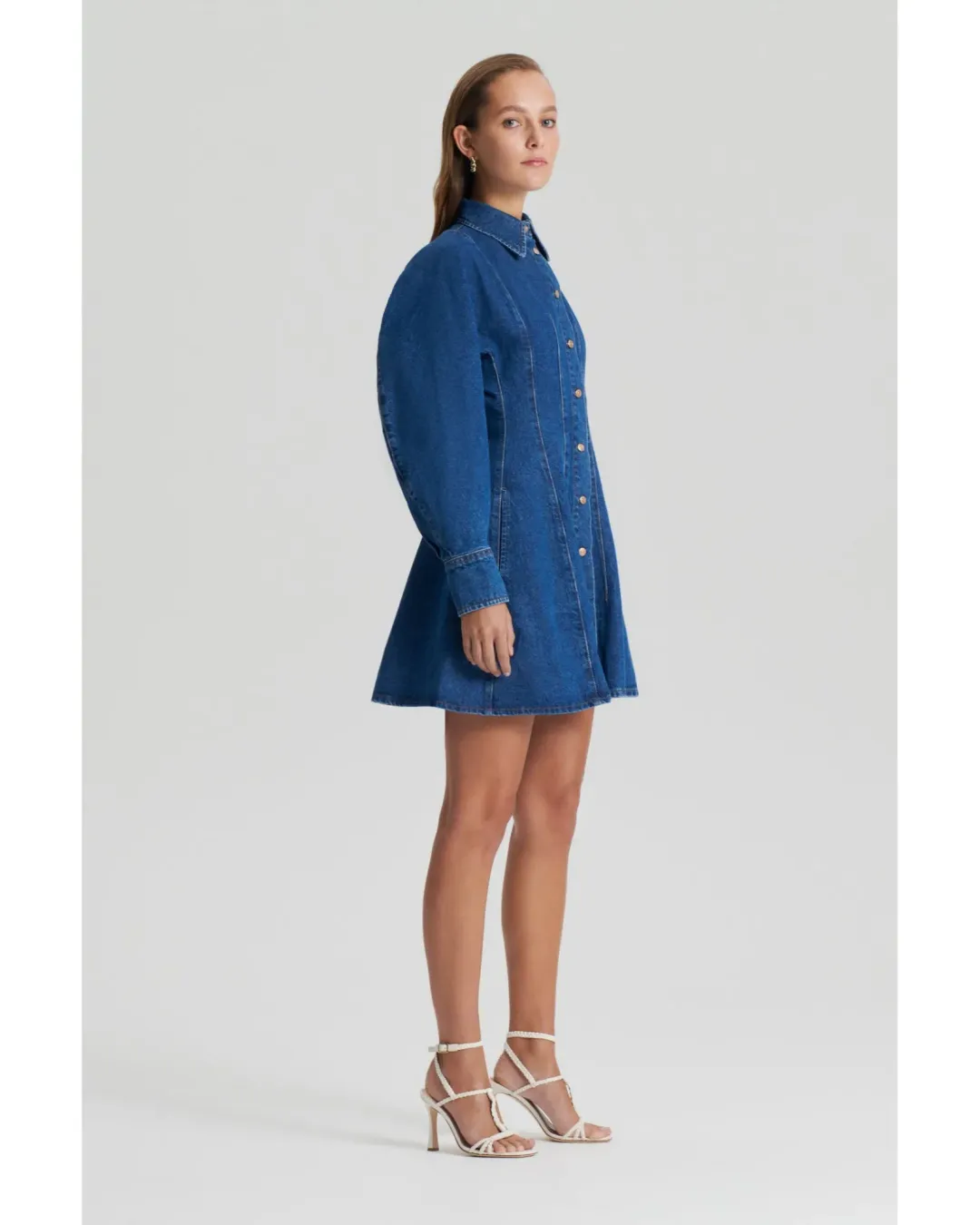 Scanlan Theodore Denim Cocoon Sleeve Mini Dress Blue Size AU 10 for rent on The Volte - main image