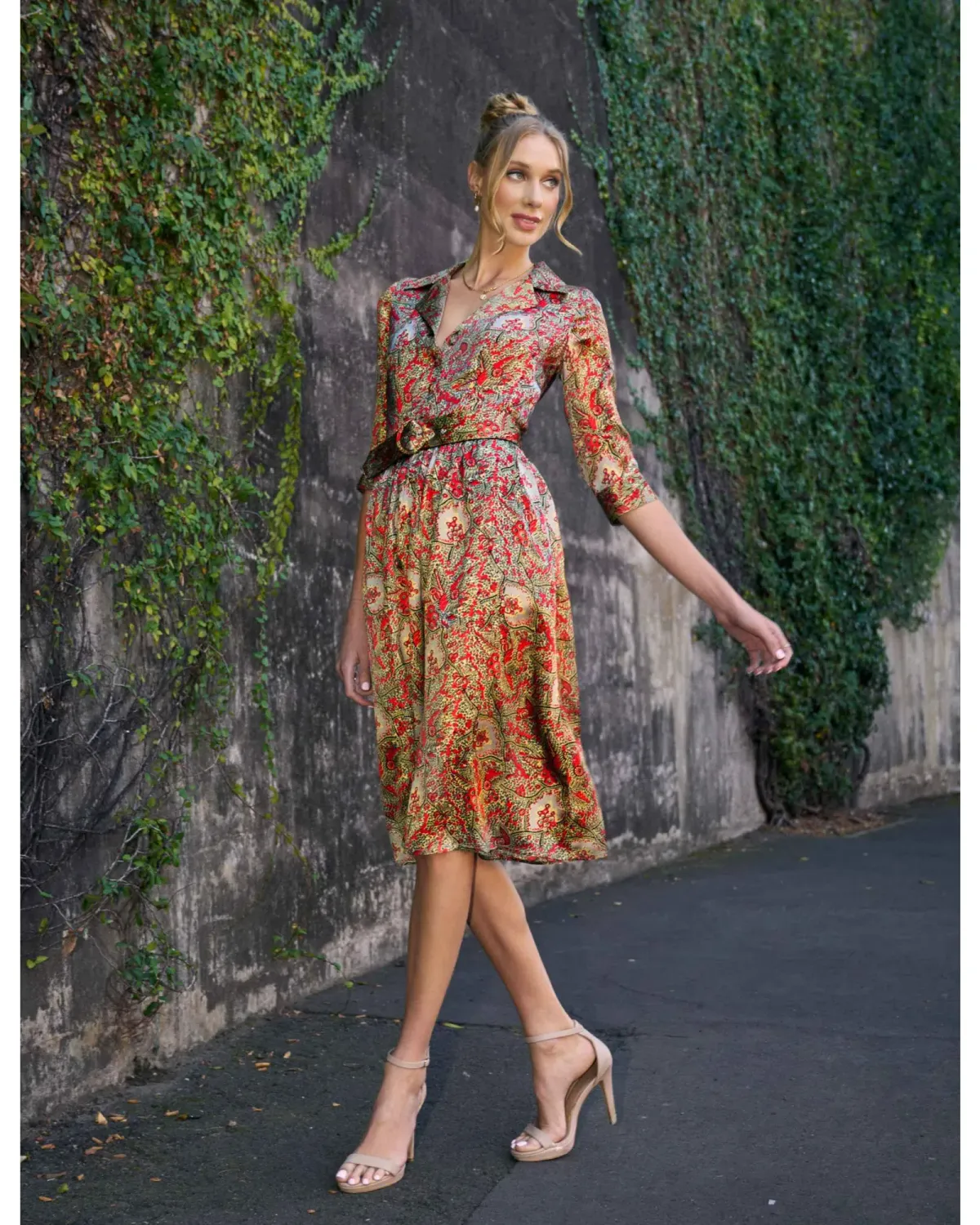 Leona Edmiston Demi 'Belle Epoch' Silk Shirtdress Multi Size 4 / AU 16 - Image 4