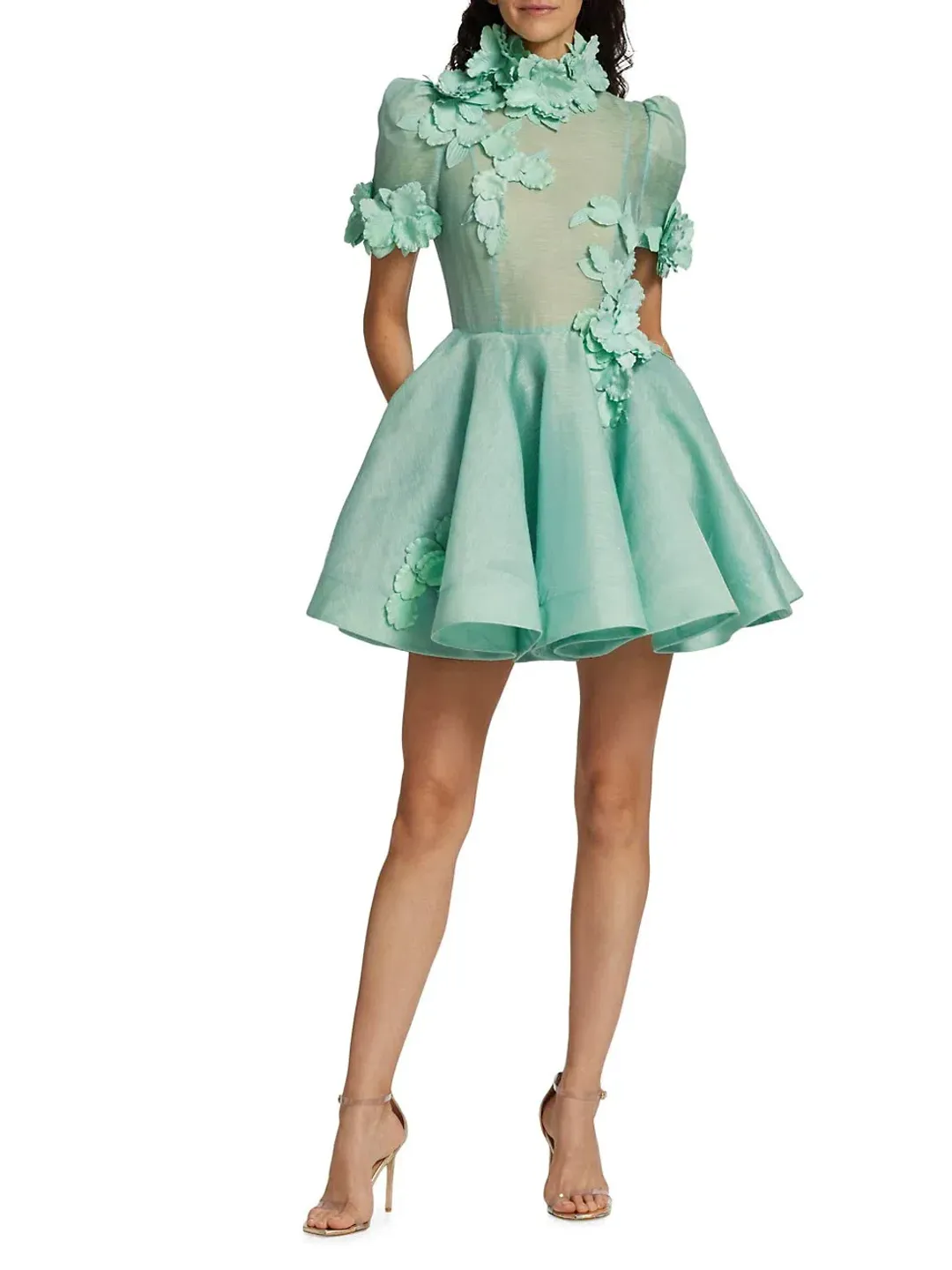 Zimmermann High Tide Lift Off Flower Mini Dress Green Size 0p /4 to 6 for rent on The Volte - main image