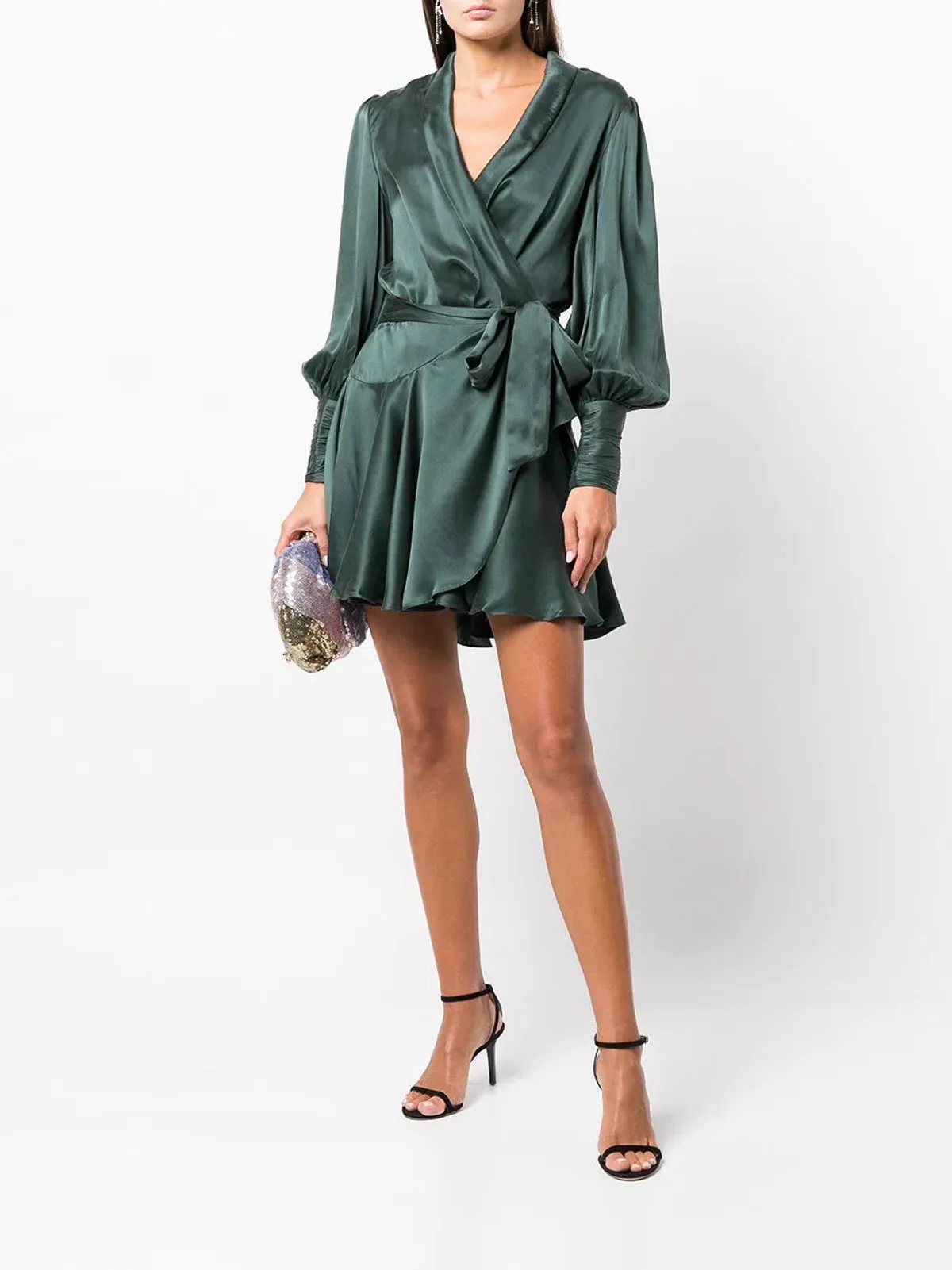 Zimmermann Silk Wrap Mini Dress Green Size 0P / AU 6 - Image 1