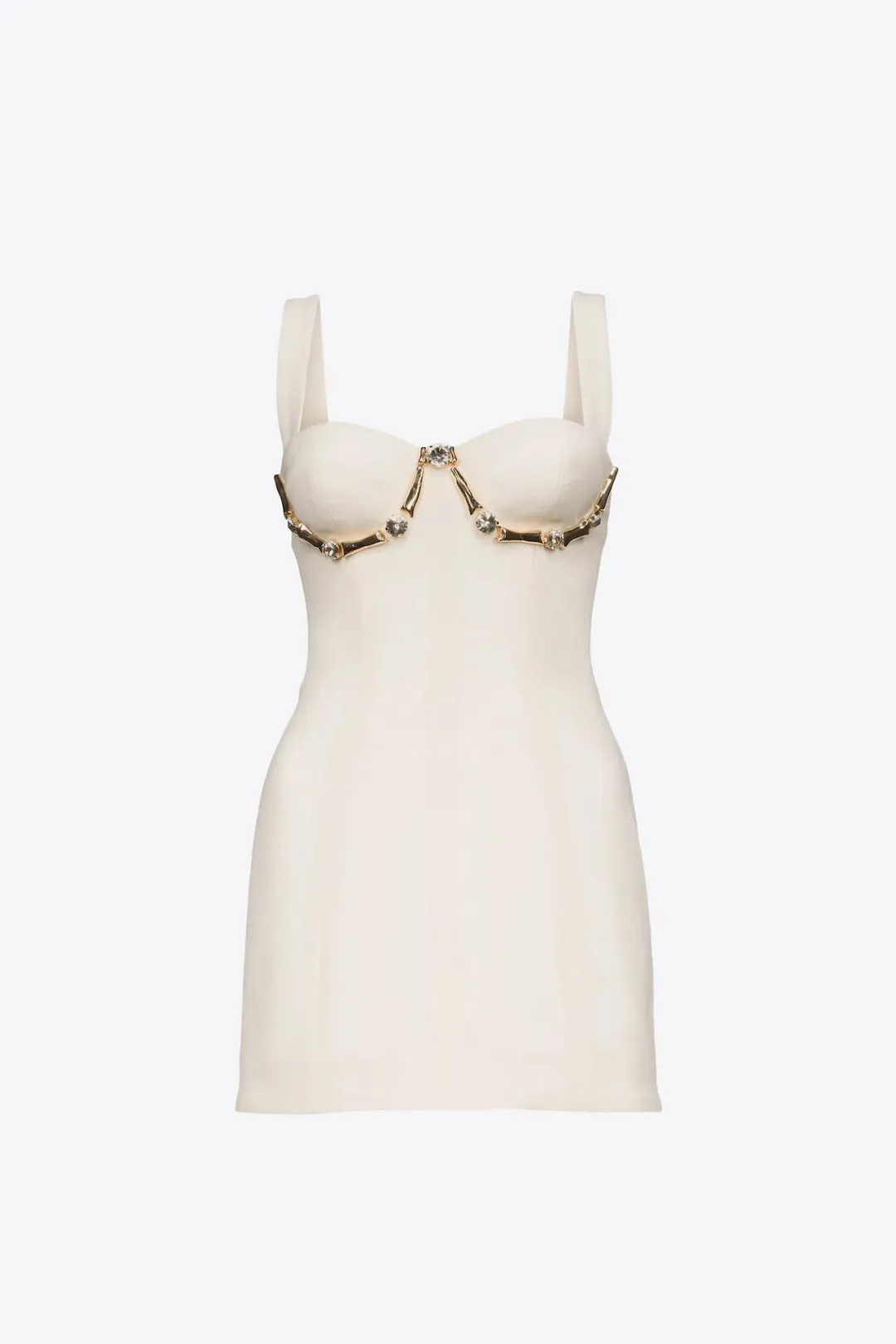 Area Crystal Claw Mini Dress Ivory White Size AU 8  for rent on The Volte - main image