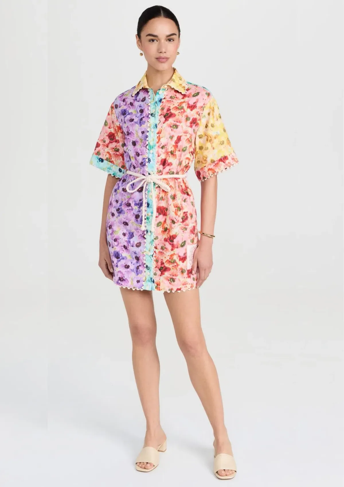 Zimmermann Lightburst Trimmed Shirt Mini Dress Spliced Size 0 / AU 8  - Image 1