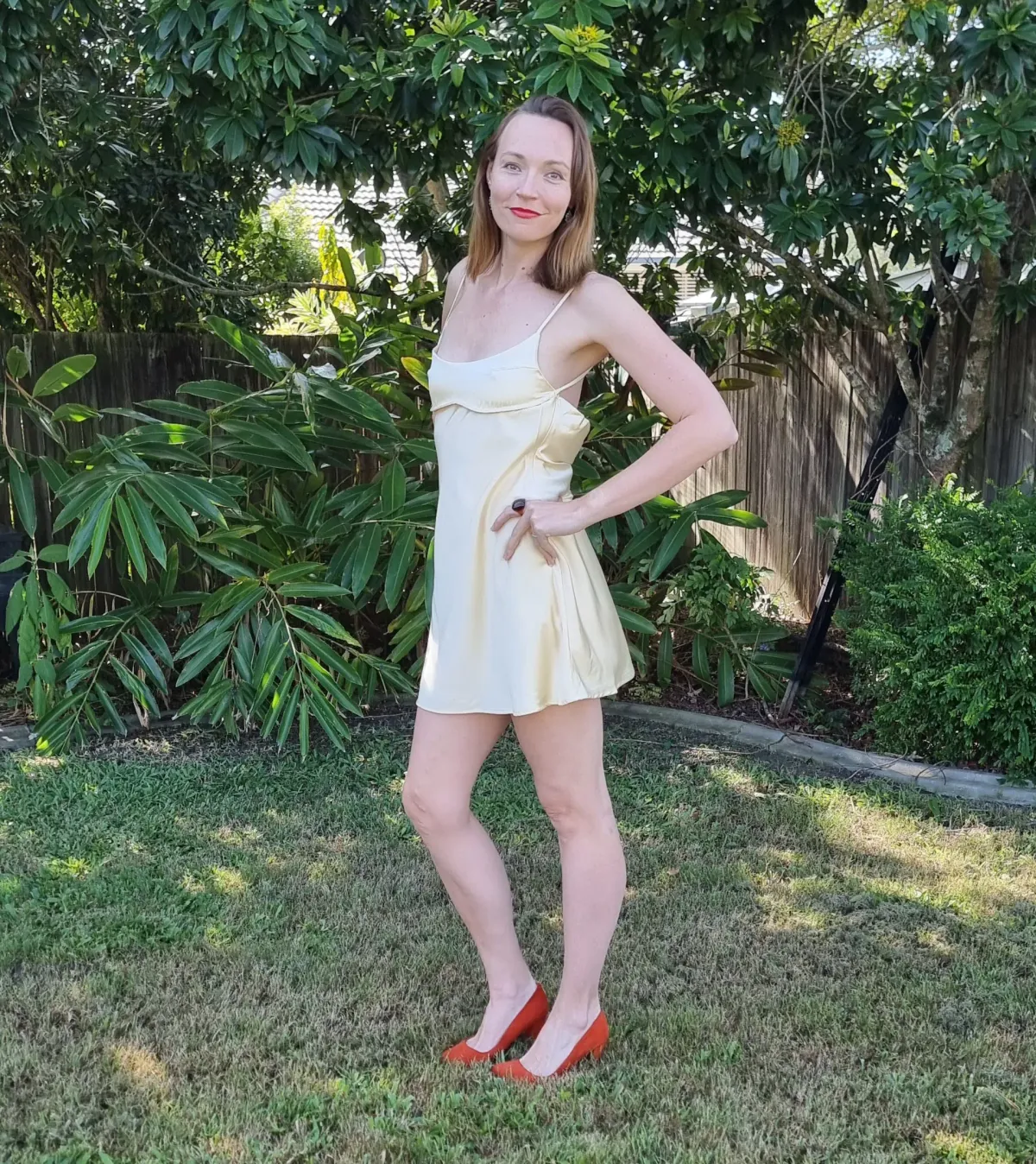 Dissh Greta Satin Mini Dress in Soft Yellow Size 14 - Image 4