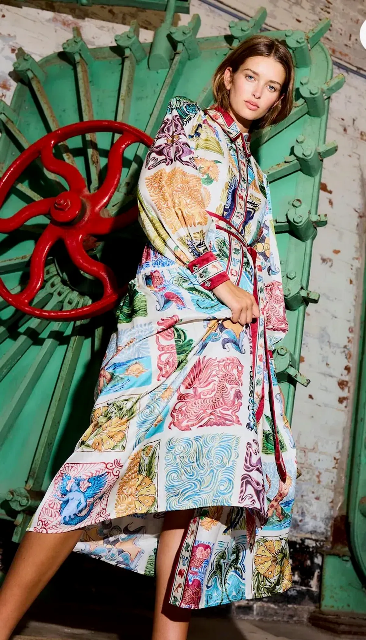 Antipodean Label Wond-a-land Midi Shirt Dress Multi Size 10 - Image 2