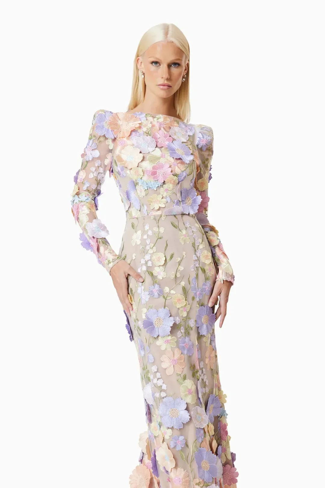 Elliatt Shannon 3D Floral Midi Dress In Purple Size 8 for rent on The Volte - main image