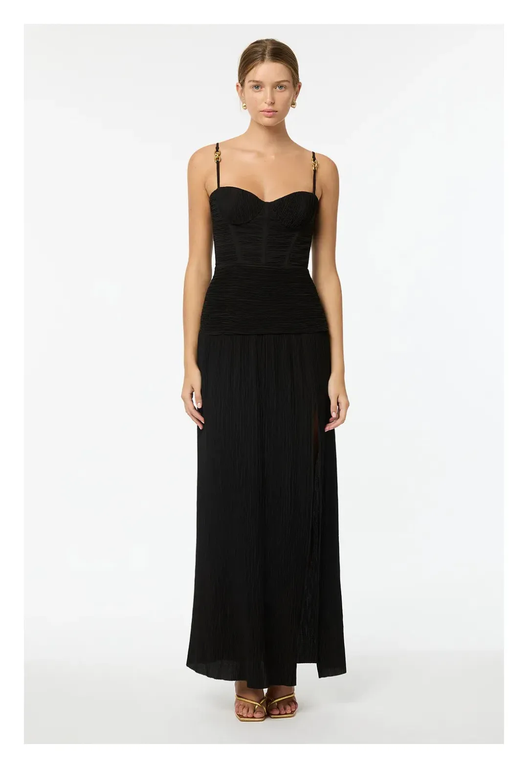 Manning Cartell Double Time Pleat Maxi Dress Black Size 14 for rent on The Volte - main image