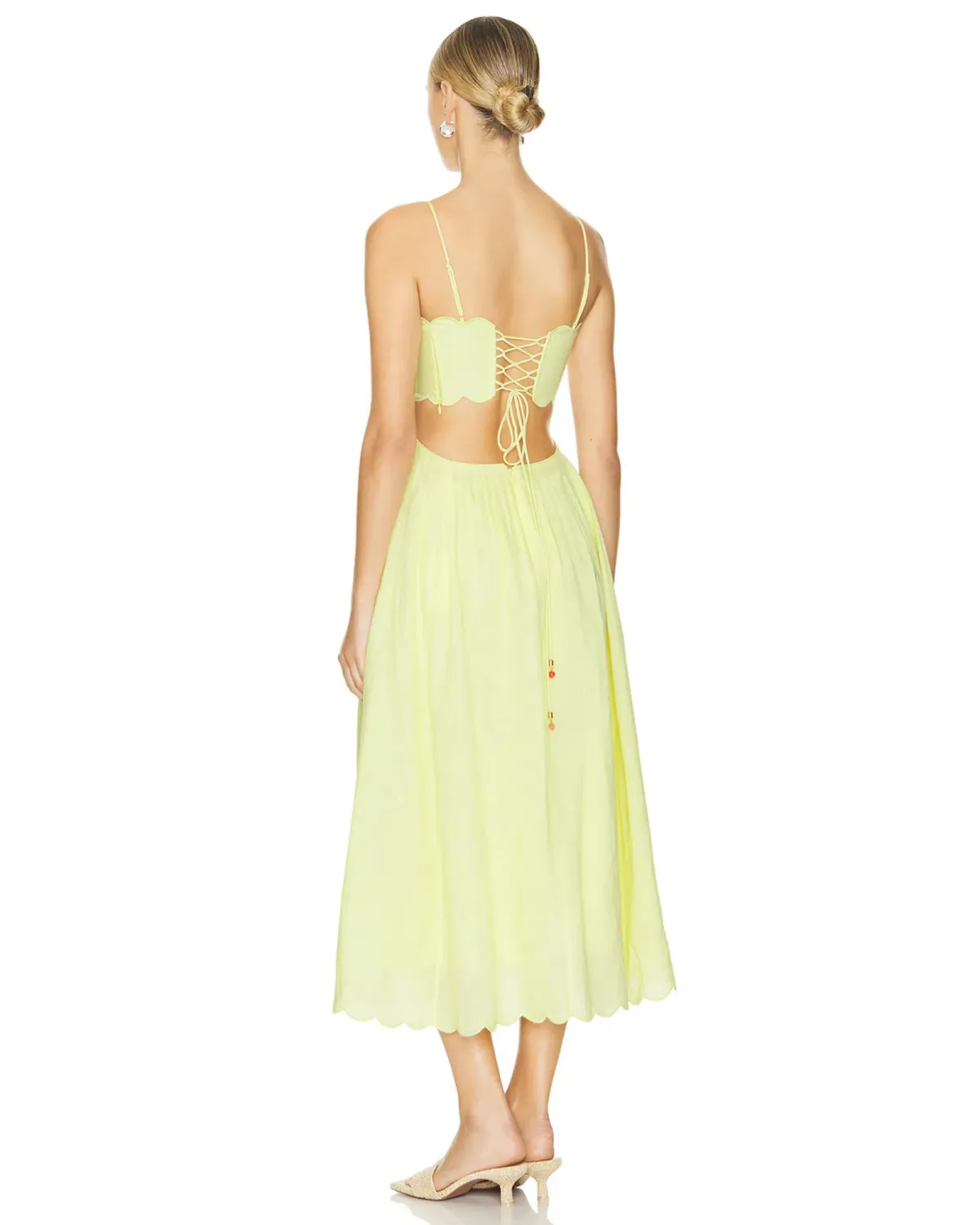 Zimmermann Halliday Scallop Midi Dress Yellow Size 1 / AU 10 - Image 2