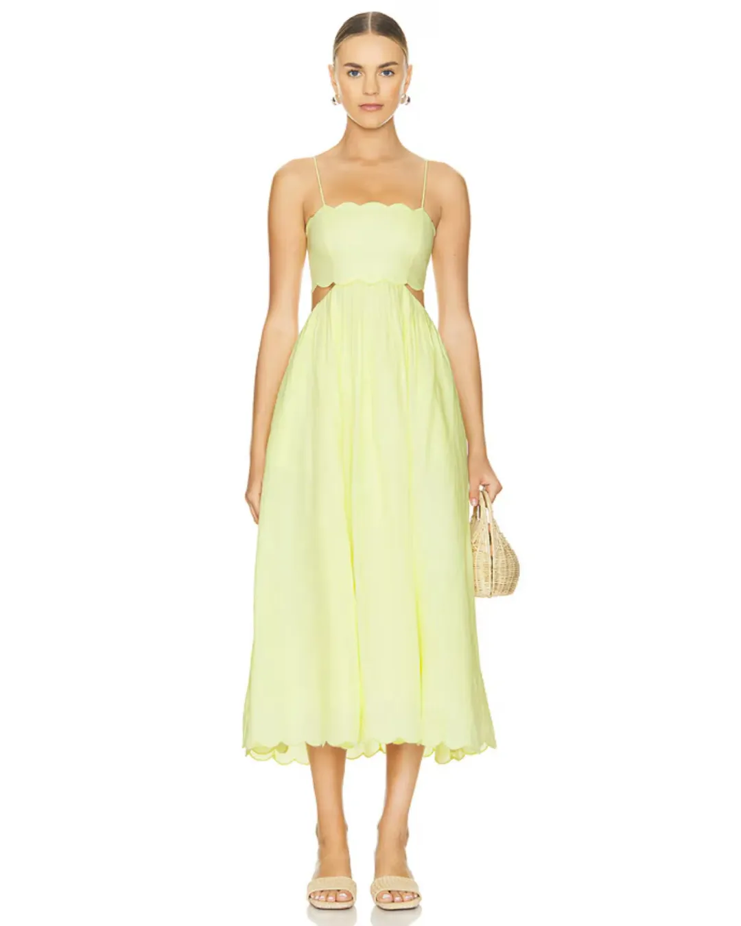 Zimmermann Halliday Scallop Midi Dress Yellow Size 1 / AU 10 for rent on The Volte - main image