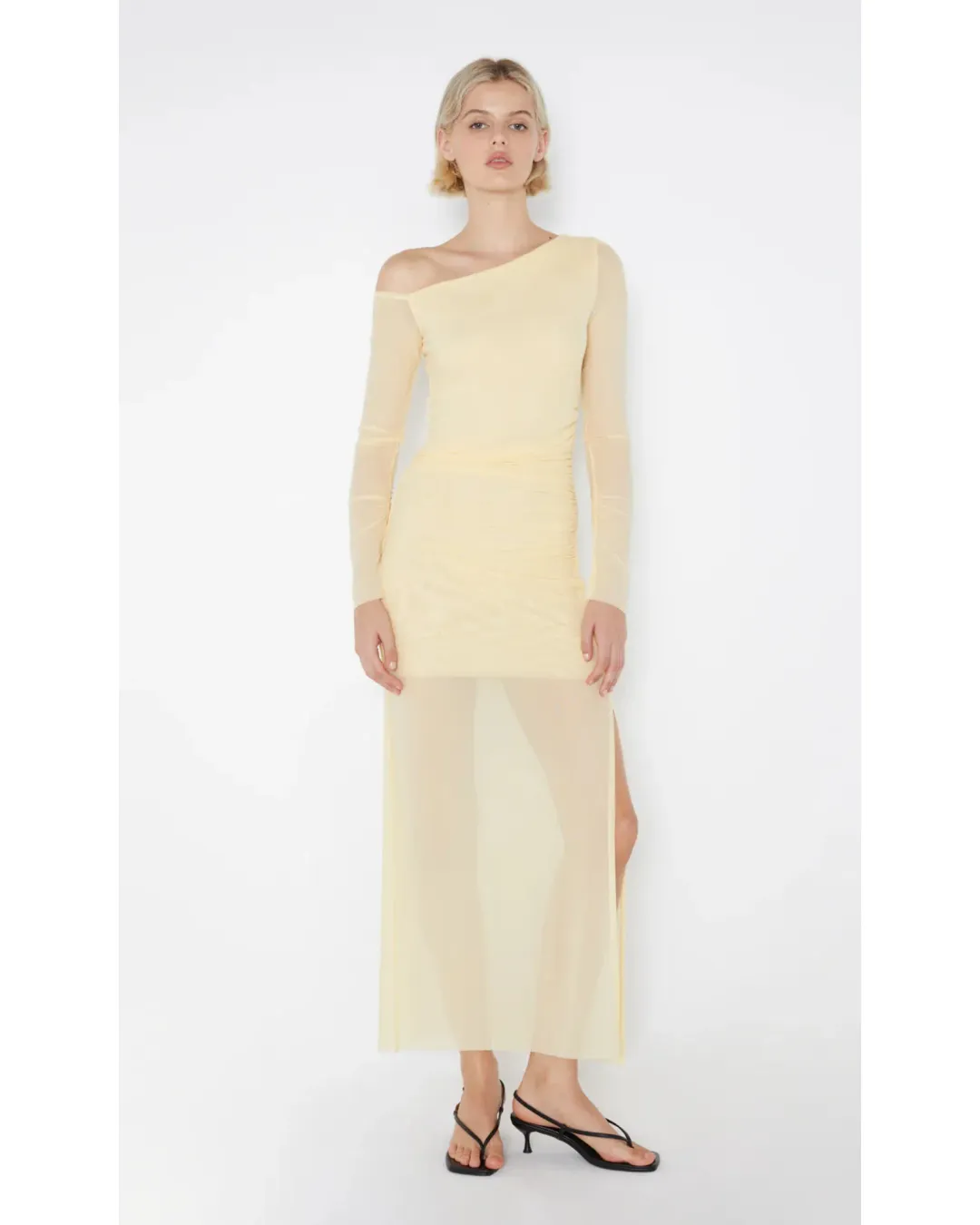 Bec & Bridge Fae Asym Long Sleeve Dress in Butter Yellow Size AU 10 for rent on The Volte - main image