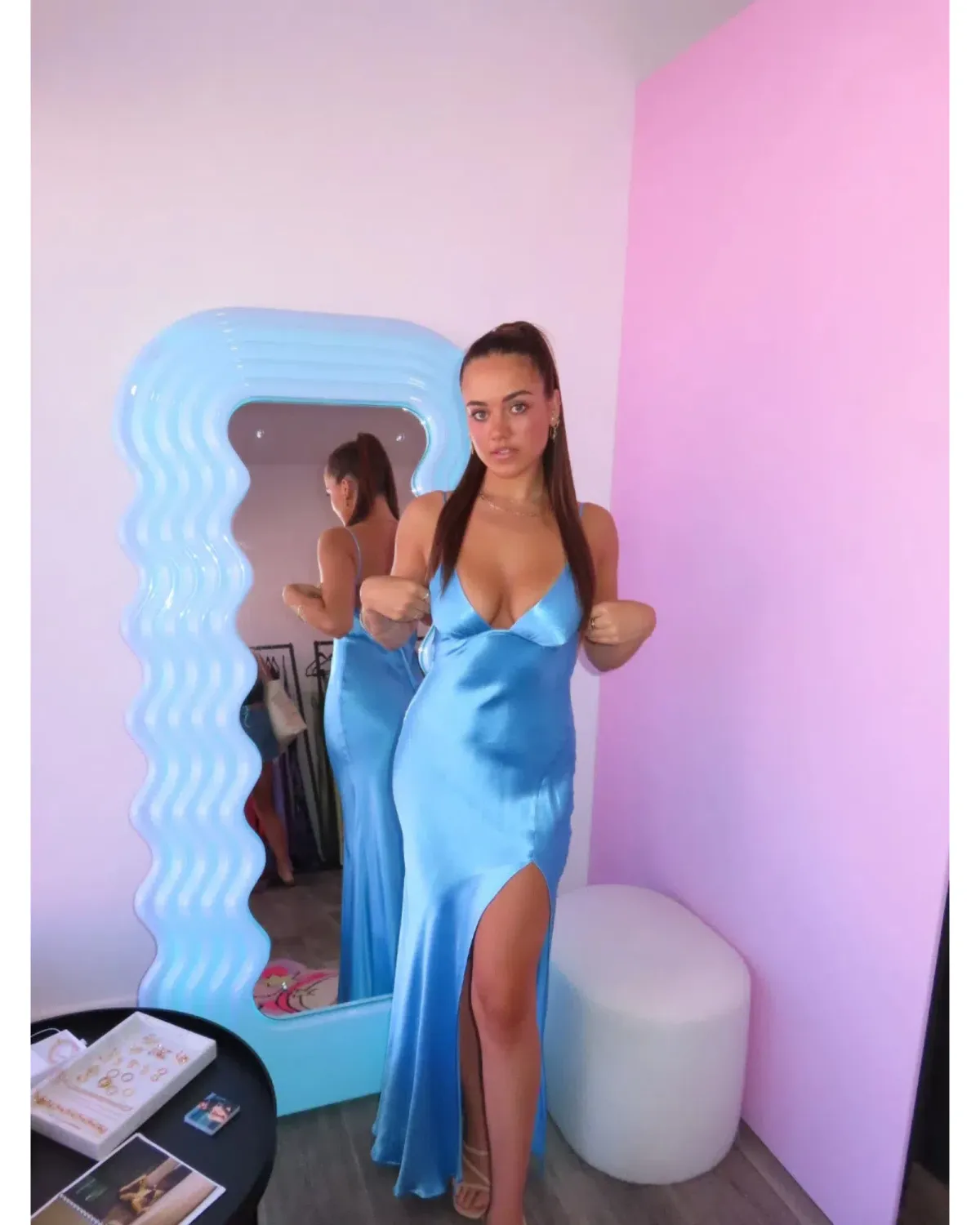 Bec & Bridge Ren Split Maxi Dress Topaz Blue Size AU 6 - Image 4