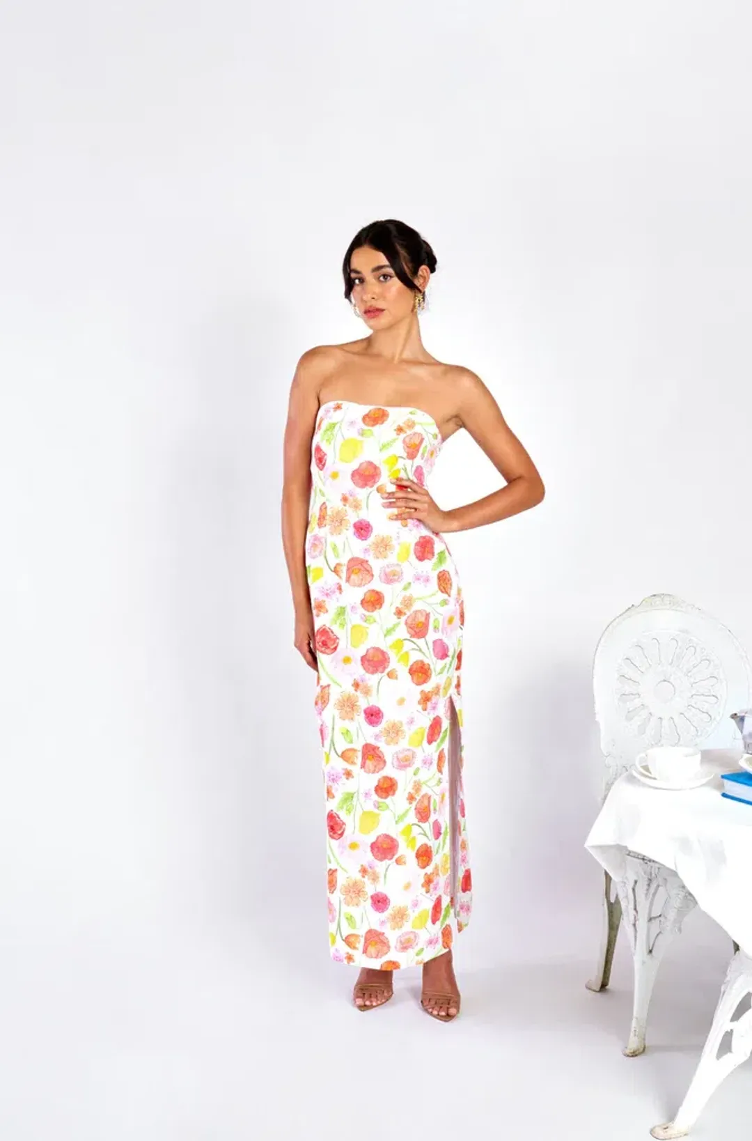 Isabella Longginou Strapless Pencil Dress Poppy Floral Size 10 for rent on The Volte - main image