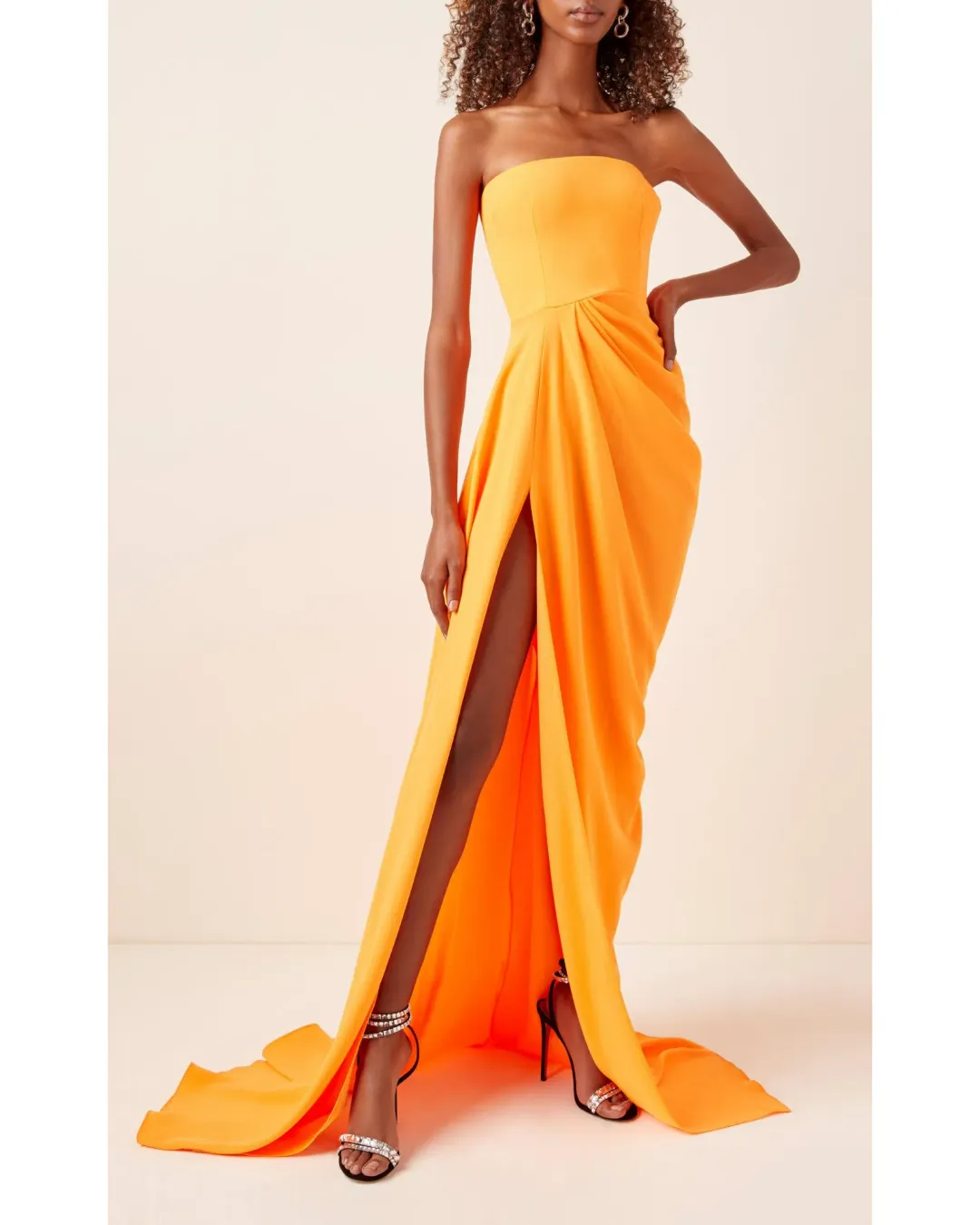Alex Perry Reed Draped Crepe Gown Orange Size XS / AU 6 for rent on The Volte - main image