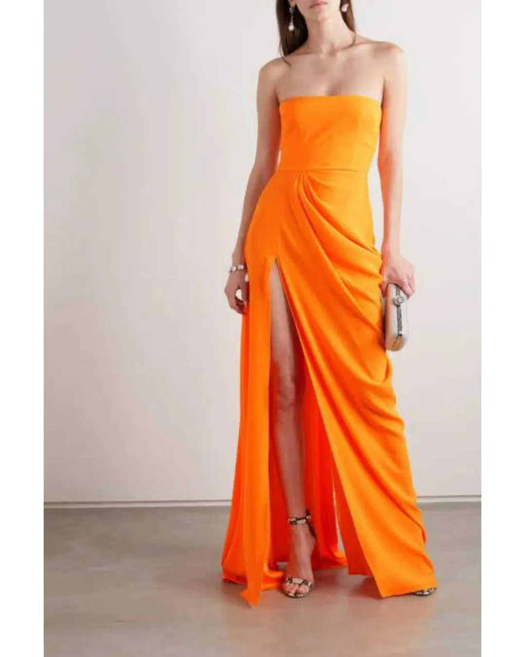 Alex Perry Reed Draped Crepe Gown Orange Size XS / AU 6 for rent on The Volte - main image